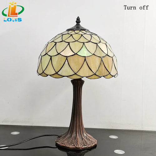 Nordic antique glass table lamp tiffany style - vue 7 sur 6