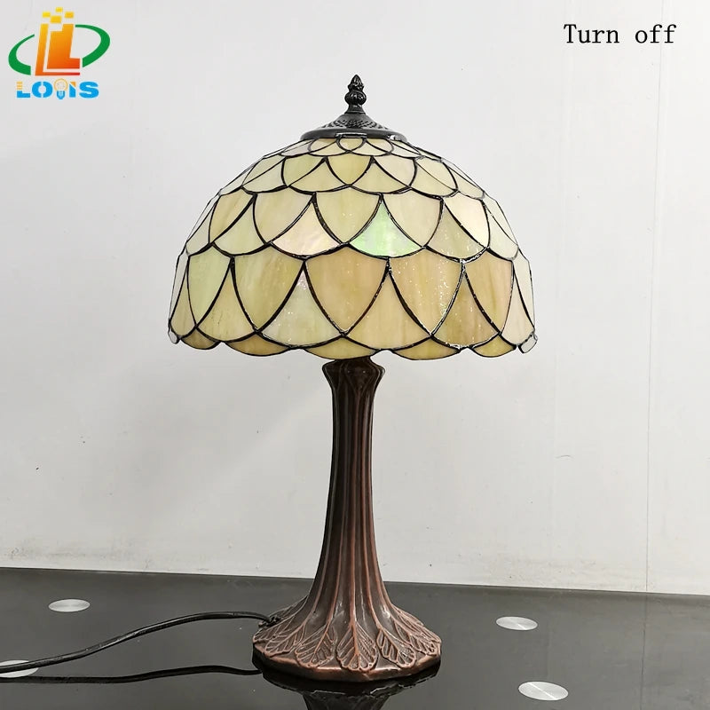 Nordic antique glass table lamp tiffany style - vue 6 sur 6