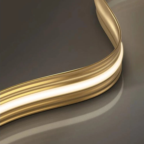 Modern copper LED chandelier with wave design - vue 5 sur 8