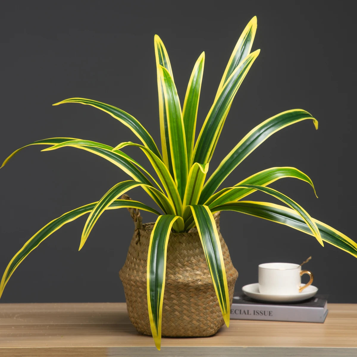 Large artificial orchid leaves plant for interior decoration - vue 5 sur 9