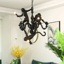 Resin LED pendant ceiling light with climbing monkey, creative animal nordic design