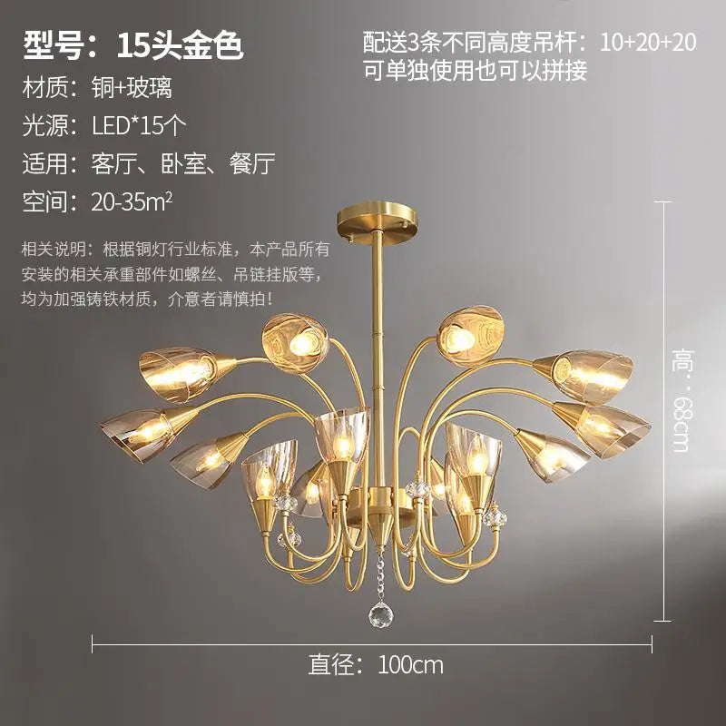 Nordic modern luxury crystal chandelier decorative retro lighting