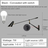 Creative long arm wall light with switch