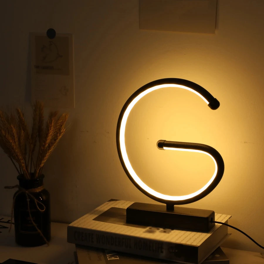 Creative G-shaped USB lamp for interior decoration