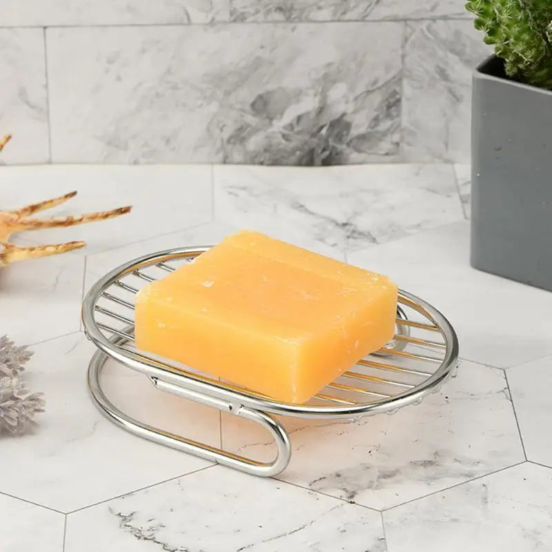 elegant and practical stainless steel soap dish with drainer