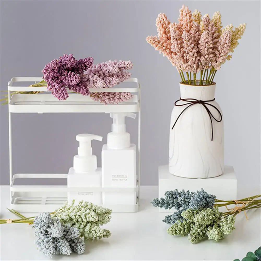 Set of 6 wheat stems and lavender flowers for wedding decoration