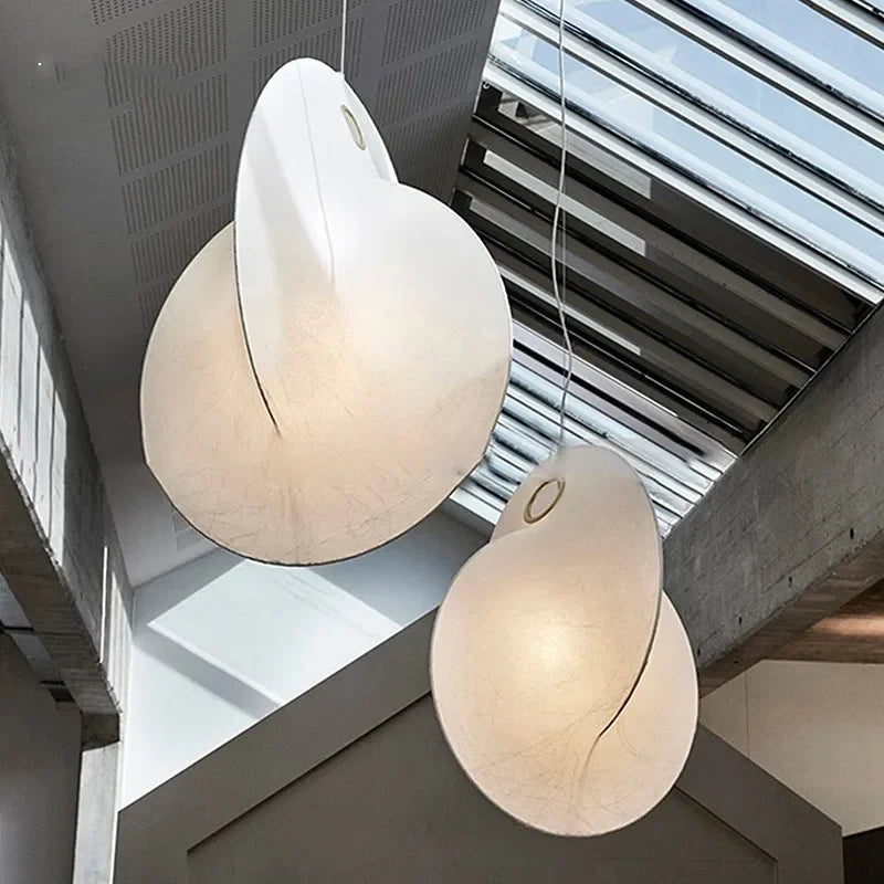 Nordic silk LED wabi sabi pendant light for home decoration - vue 3 sur 12