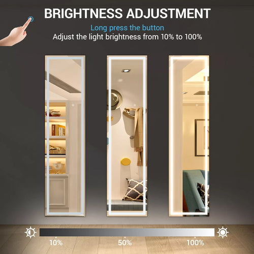 full-length tilting LED mirror with stand and adjustable light - vue 4 sur 7