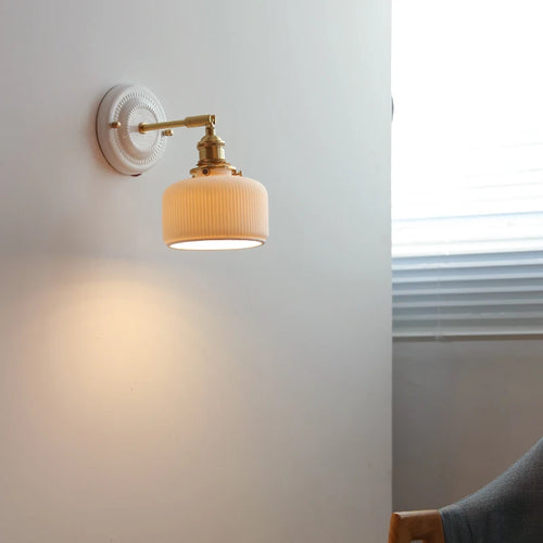 Nordic Japanese white and copper LED wall light - vue 4 sur 23