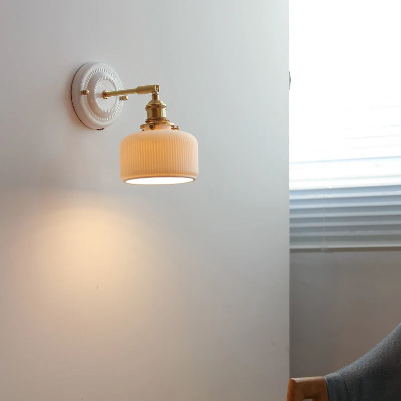 Nordic Japanese white and copper LED wall light - vue 3 sur 23