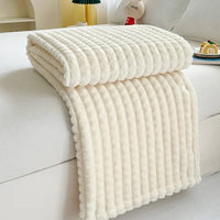 Flannel faux fur throw with check pattern for winter