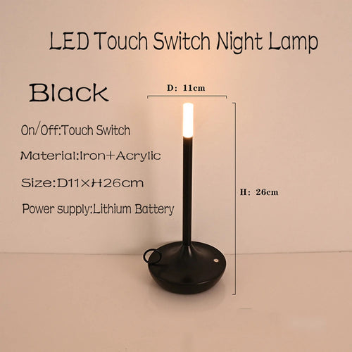 Rechargeable LED camper table lamp touch night light for creative home decor and dinner atmosphere - vue 9 sur 11