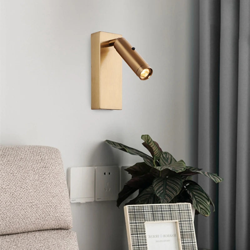 3W LED reading wall lamp with switch and USB charging port, 350 degree rotation, bedside or hotel headboard light