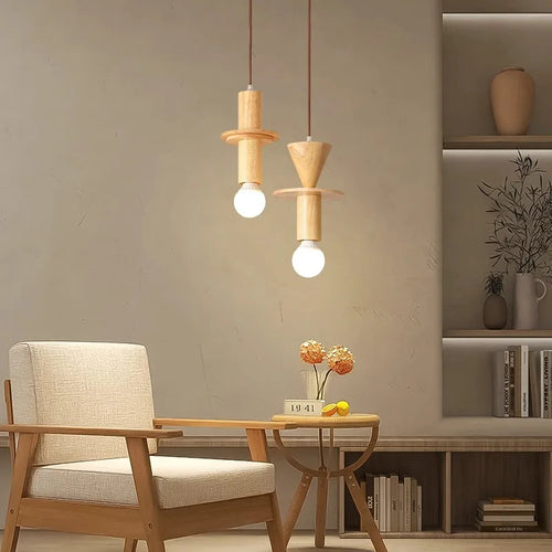 Modern log pendant light in Japanese style for an elegant interior - vue 4 sur 10