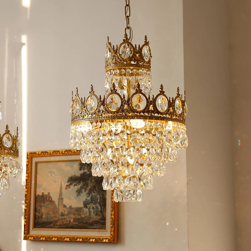 lustre rétro en cristal pour éclairage intérieur décoratif - vue 4 sur 14