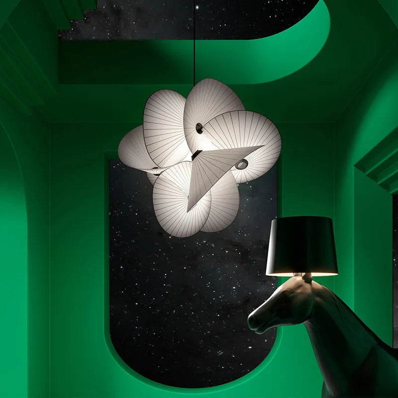 lustre en tissu design éclairage maison déco fil réglable - vue 3 sur 7