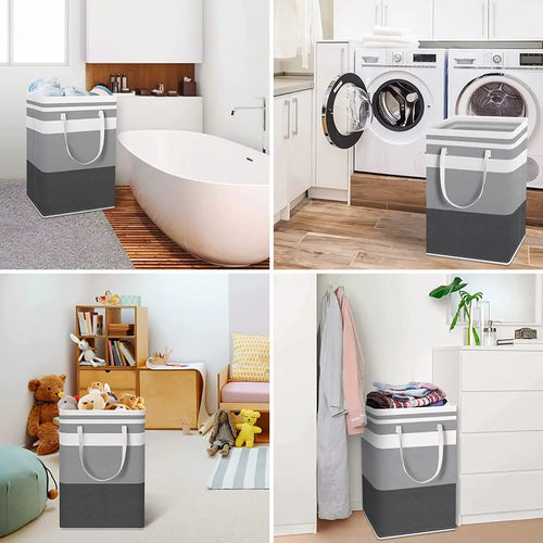 foldable waterproof fabric laundry basket large capacity - vue 5 sur 8