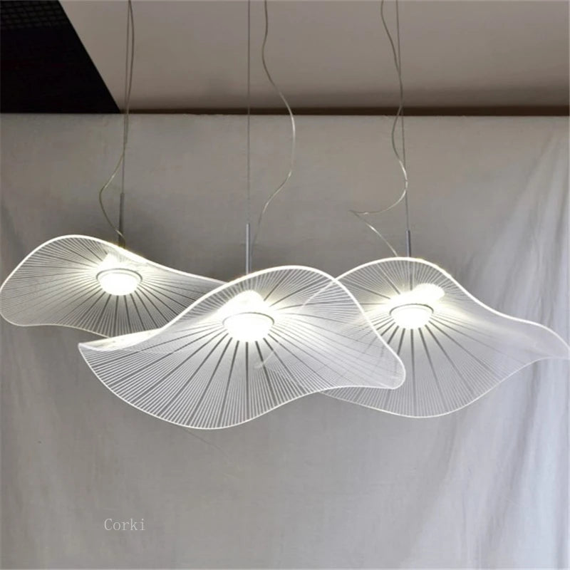 modern decorative acrylic lotus leaf pendant light - vue 3 sur 12