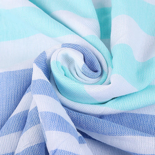 Lightweight Turkish cotton striped beach towel with tassels - vue 8 sur 7