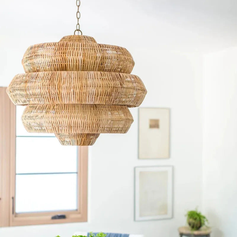 Bohemian style rattan art pendant light
