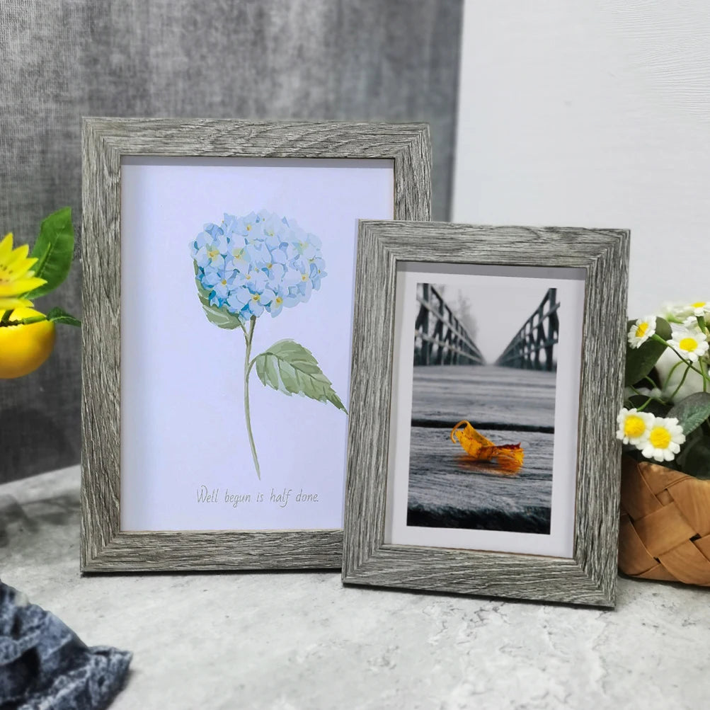 Retro wooden photo frame for desktop decor