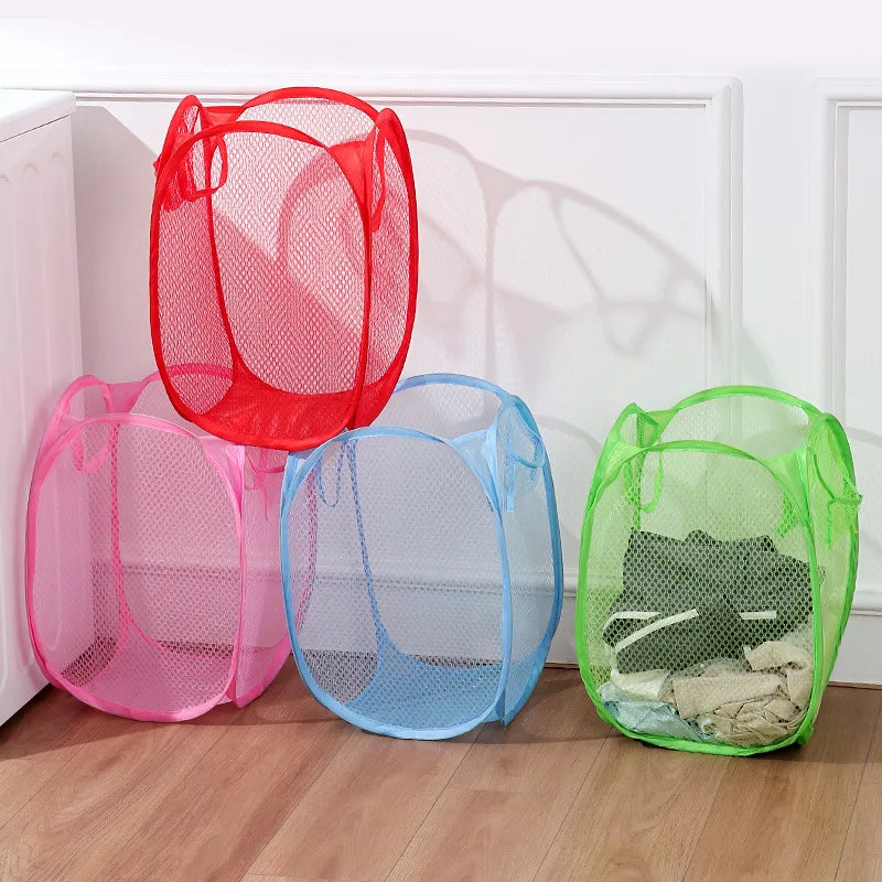 foldable mesh basket for sorting dirty laundry