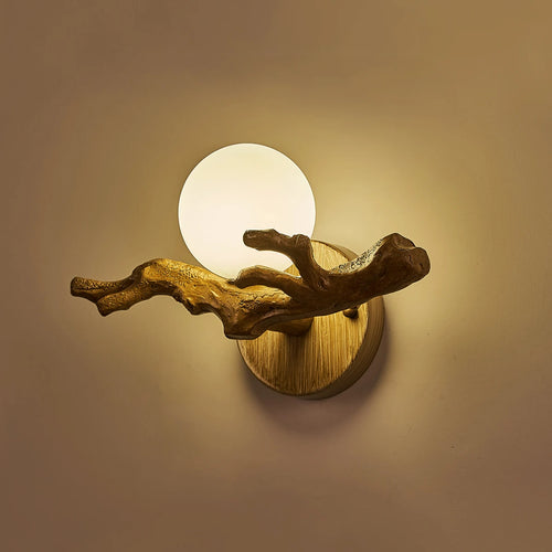 Vintage LED wall light in resin tree branch design - vue 5 sur 10