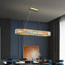 Modern dimmable LED chandelier with decorative steel ring