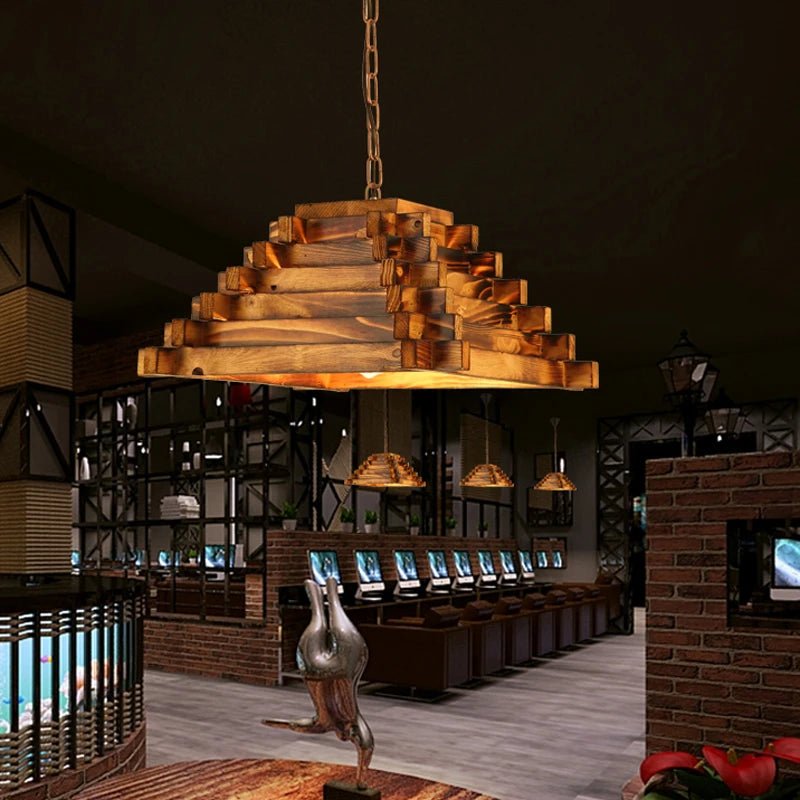 Nordic style wooden pendant light for restaurants, cafés and bars - vue 4 sur 10