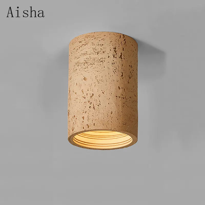 Wabi-sabi style resin LED ceiling spotlight for living room, hallway, or kitchen - vue 4 sur 16
