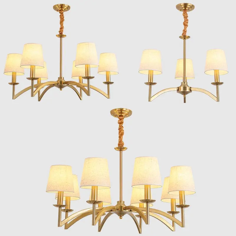 Retro fabric chandelier for country style interior décor - vue 4 sur 18
