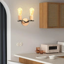 Two-head wall light in wood and iron loft style