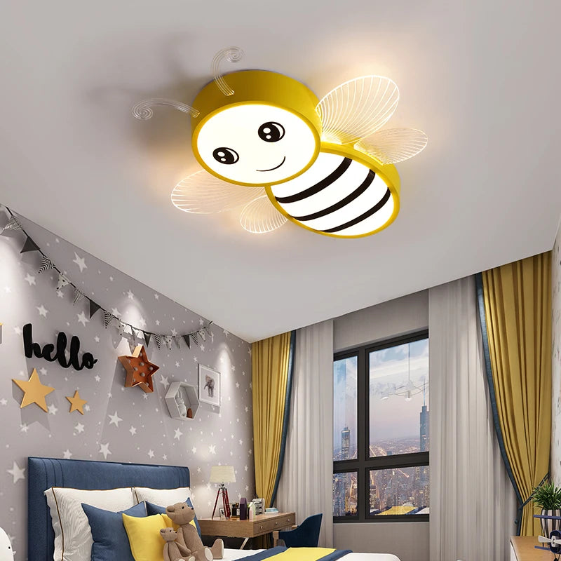 Pink and gold bee ceiling light for children's rooms - vue 5 sur 9