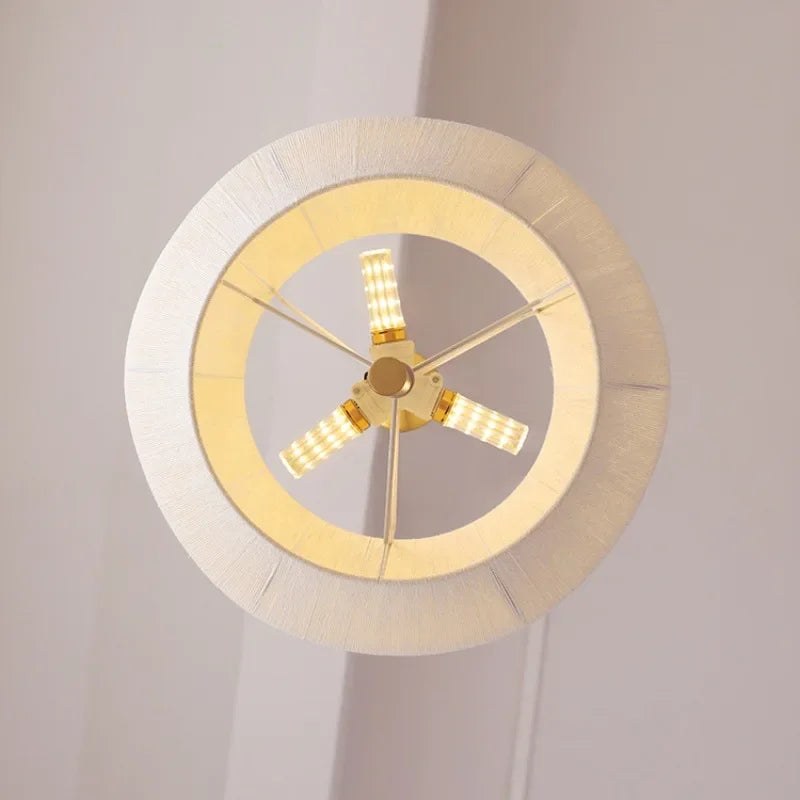 Japanese style decorative fabric pendant light with elegant LED lighting - vue 5 sur 9