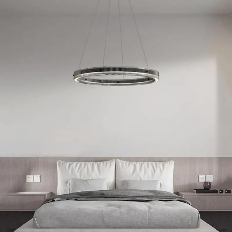 Minimalist LED chandelier with modern ring and creative shadow