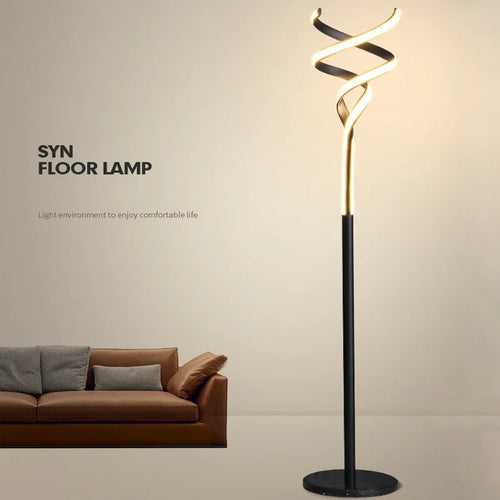 Modern luxury LED double spiral floor lamp with remote dimming - vue 2 sur 8