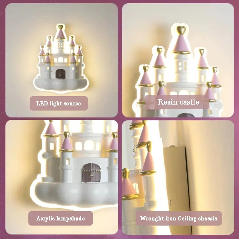 Cartoon castle wall light for cute children's room - vue 6 sur 7