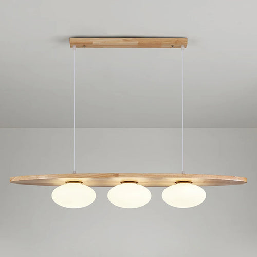 Solid wood chandelier with artistic glass pendant - vue 8 sur 8