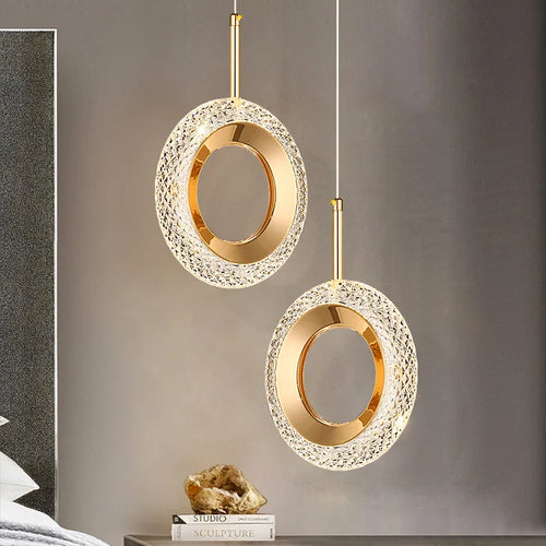 Nordic ring LED pendant light for bedroom, bedside and living room - vue 5 sur 12