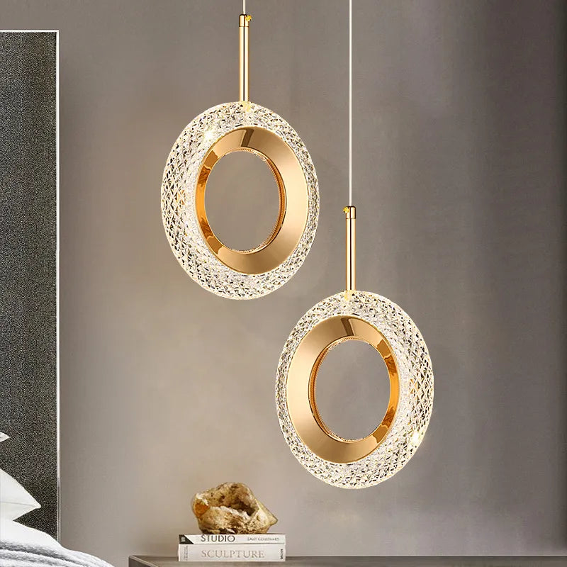 Nordic ring LED pendant light for bedroom, bedside and living room - vue 4 sur 12