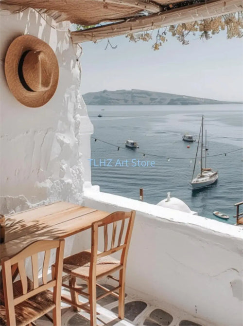 Modern travel landscape posters greece santorini wall decor