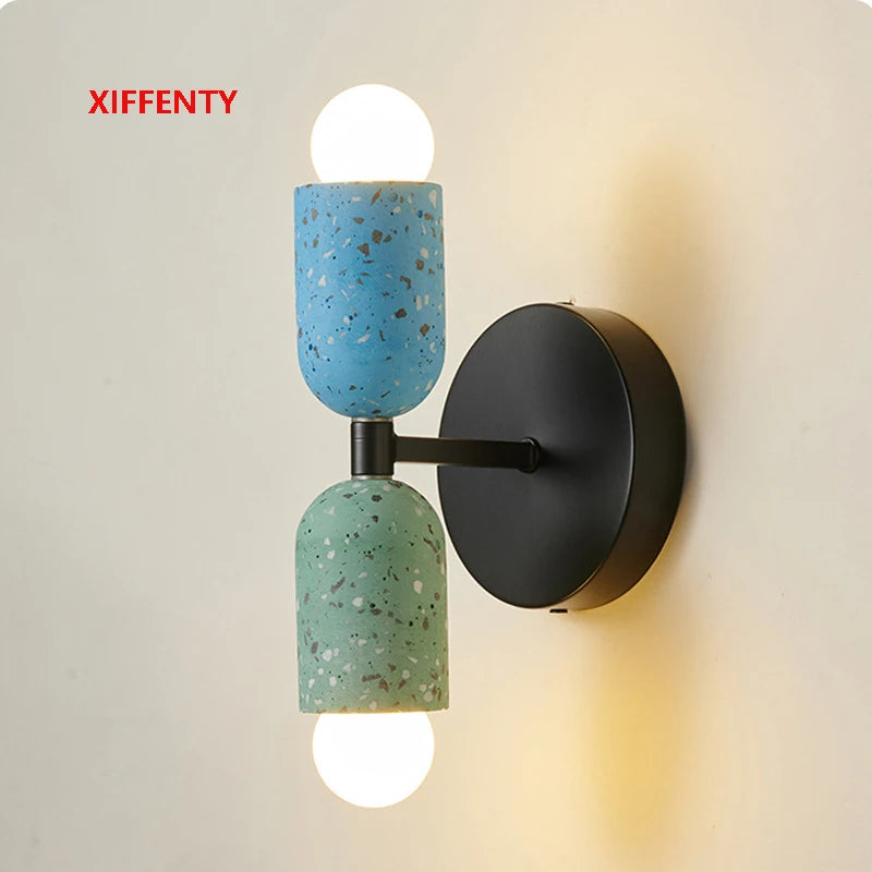 Japanese cement double head LED wall light