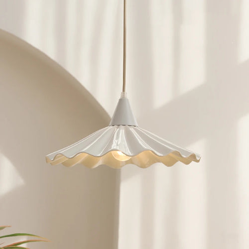 30 cm white ceramic Japanese style LED pendant light - vue 6 sur 12