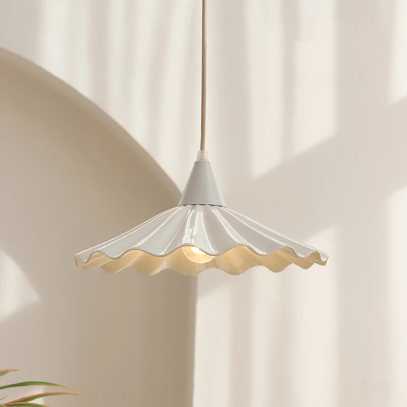 30 cm white ceramic Japanese style LED pendant light - vue 5 sur 12