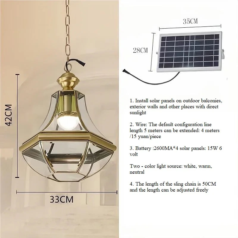 Waterproof copper chandelier in American style for outdoor use