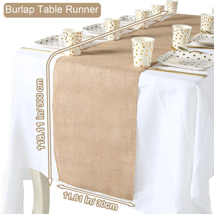 Rustic country style linen table runner