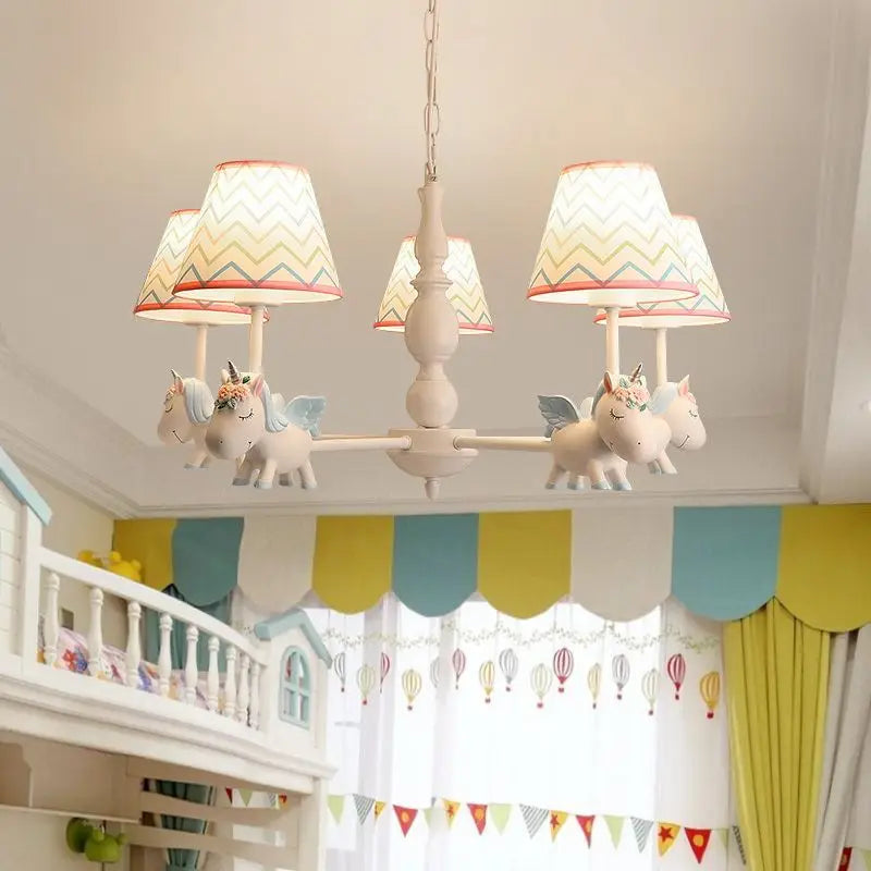 Cartoon unicorn chandelier for children's room pendant