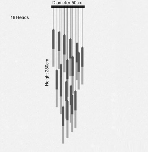 Modern LED crystal chandelier for staircases, elegant decorative lighting - vue 11 sur 12