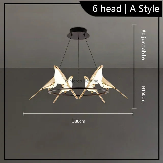 Led chandelier bird art loft original design decoration - vue 8 sur 18
