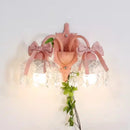 Pink crystal glass wall light for little girl